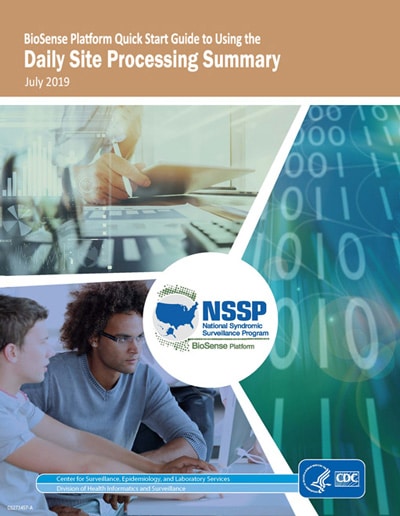 Publication cover: "BioSense Platform Quick Start Guide to Using the Daily Site Processing Summary"