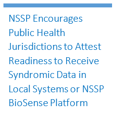 CoP-NSSP Encourages Public Health Jurisdictions to Attest Readiness to Receive Syndromic Data in Local Systems of NSSP BioSense Platform