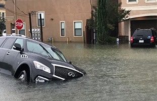 Car emerged in flood water