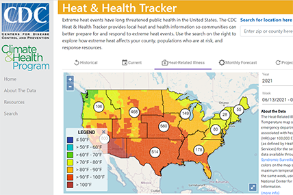 Heat and Health Tracker map