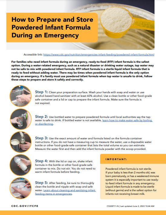 Cover: Prepare and store powdered infant formula