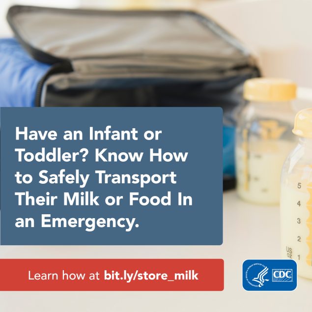 Have an infant or toddler? Knnow how to safely transport thier milk or food in an emergency. Learn ho at bit.ly/store_milk