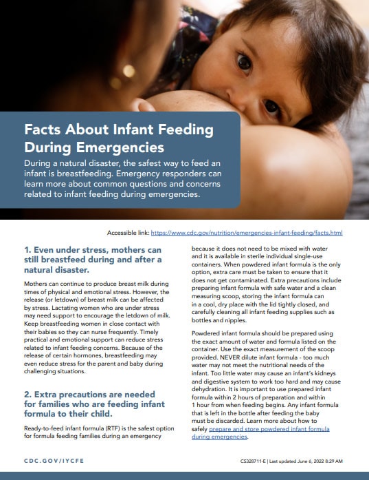 Facts about infant feeding during emergencies
