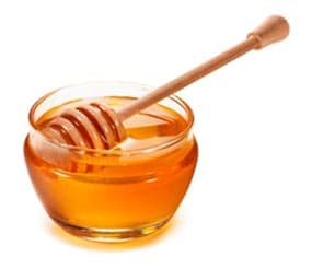 A small bowl of honey. Do not give children younger than 12 old honey because it may cause a type of food poisoning called botulism. 