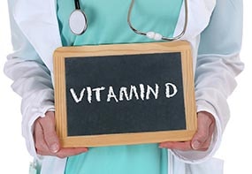 A pediatrician holding a small chalkboard stating, ‘Vitamin D’. If your infant formula fed baby drinks less than 32 ounces of infant formula a day, he or she will need extra vitamin D from supplements.