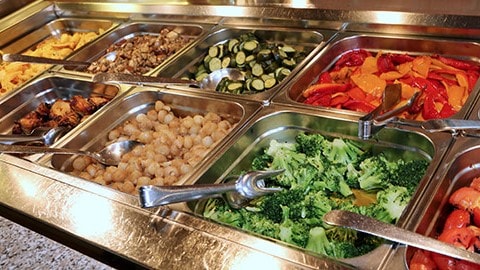 Vegetables on a buffet.