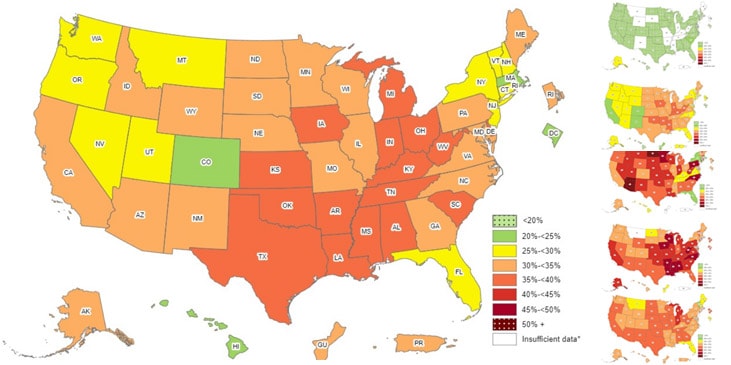 Adult Obesity Prevalence Maps Overweight Obesity Cdc