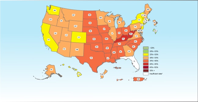 2019 Adult Obesity Prevalence Maps