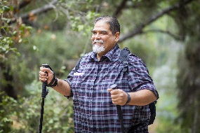 Senior man hiking