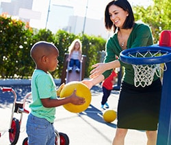 Children and teacher on a playground