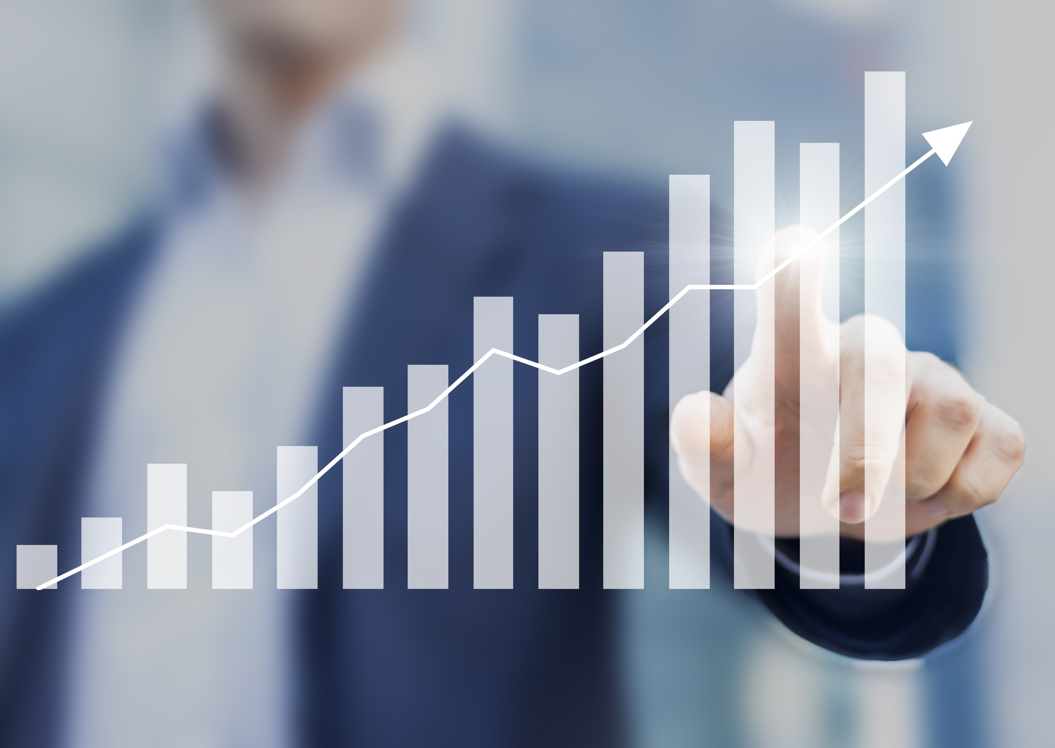 Data chart with user touching at a data point