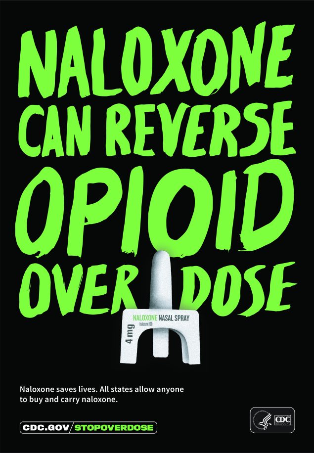 Bus shelter ad with content about how Naloxone can save lives.