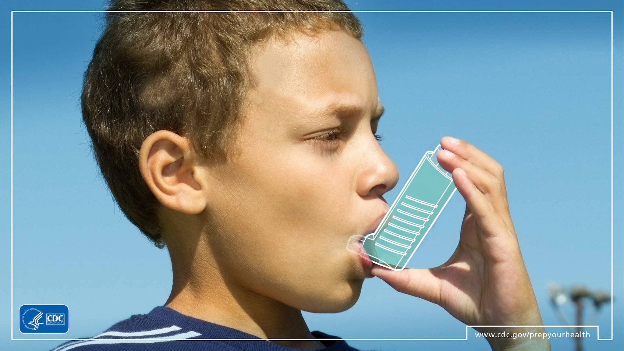 Child holding asthma inhaler