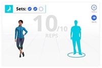 Image shows a woman completing sets of exercises.