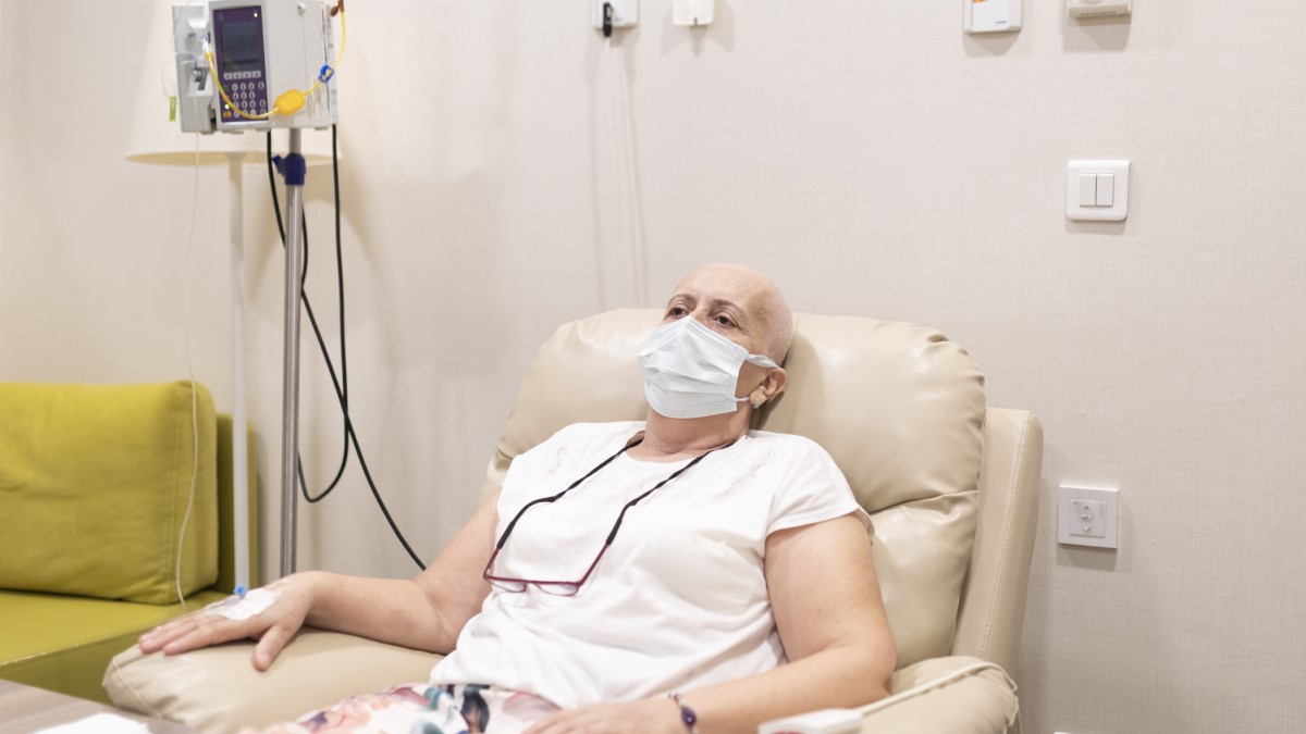 Photo of a woman receiving chemotherapy