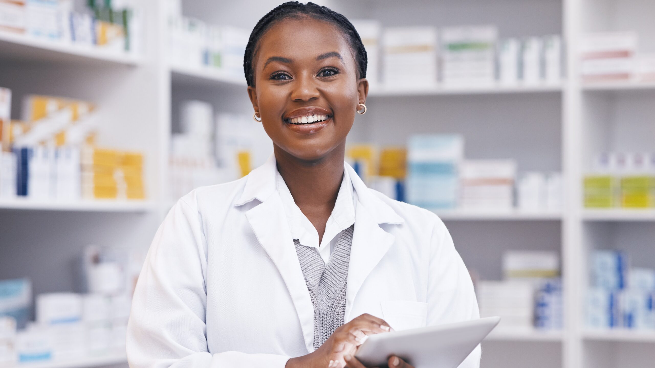 pharmacist working at the job site
