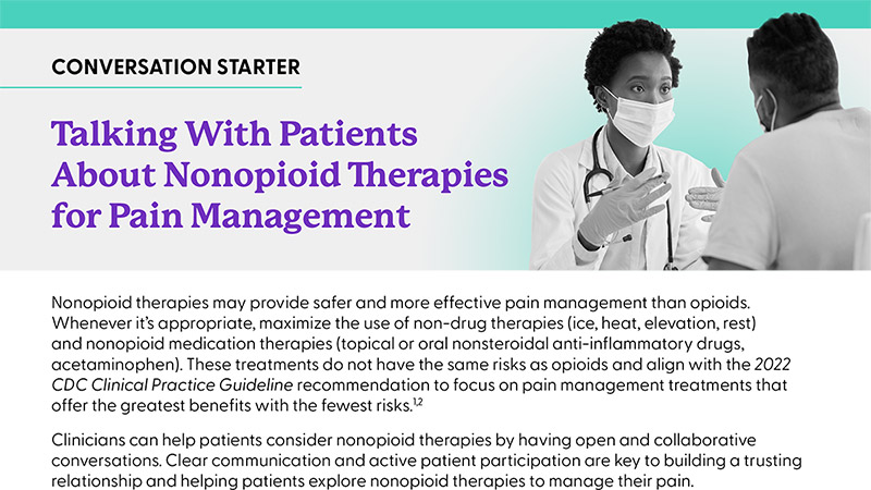 Nonopioid Therapy Conversation Starter Talking With Patients About Nonopioid Therapies for Pain Management thumbnail