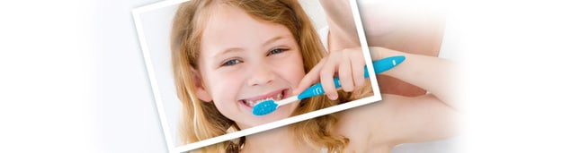 Graphic of a child brushing her teeth.