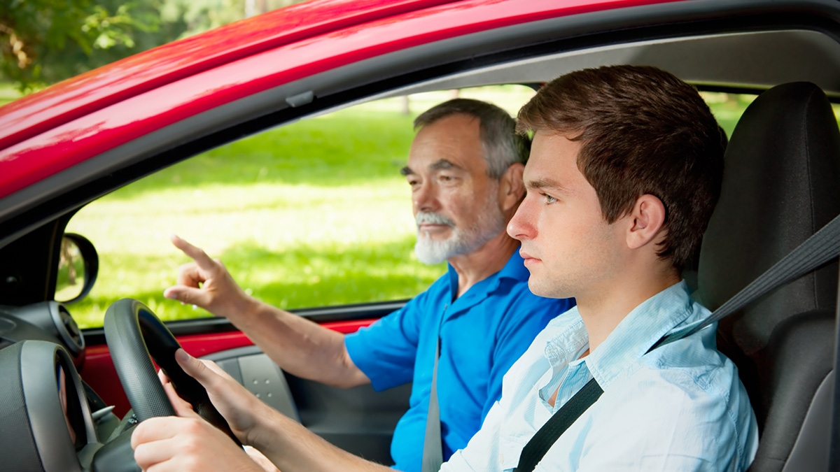 Teenager learning to drive