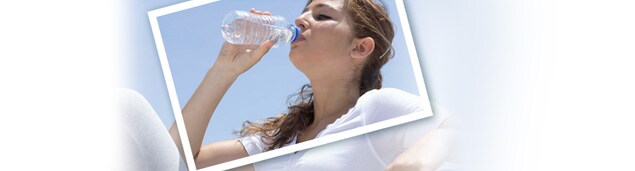 Graphic showing a teen-aged girl drinking water.