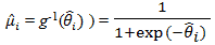 The reciprocal of 1 plus e to the power of the negative value of the logit of county level prevalence of obesity estimate, where e is Euler�s constant.