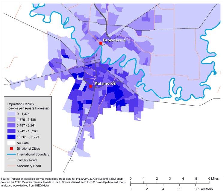 Map of Brownsville/Matamoros area