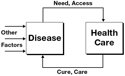 A model published by Evans and Stoddart (1) showing that health care was considered by many in 1990 to be the predominant determinant of disease. Reproduced with permission from Elsevier and G.L. Stoddart, 1990. 