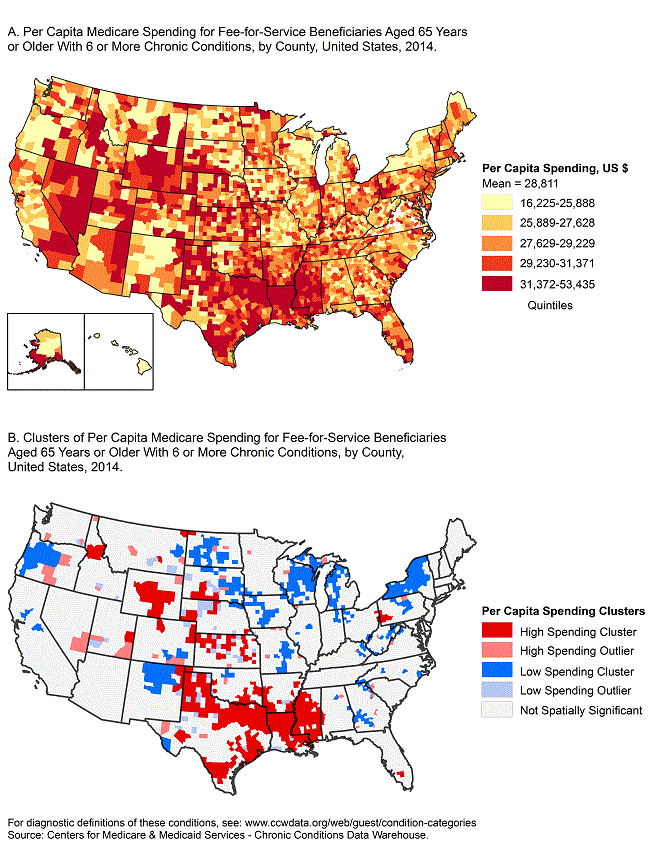 16_0240_01.gif The maps highlight the need for targeted chronic disease prevention programs and policies in areas with the highest levels of Medicare spending.