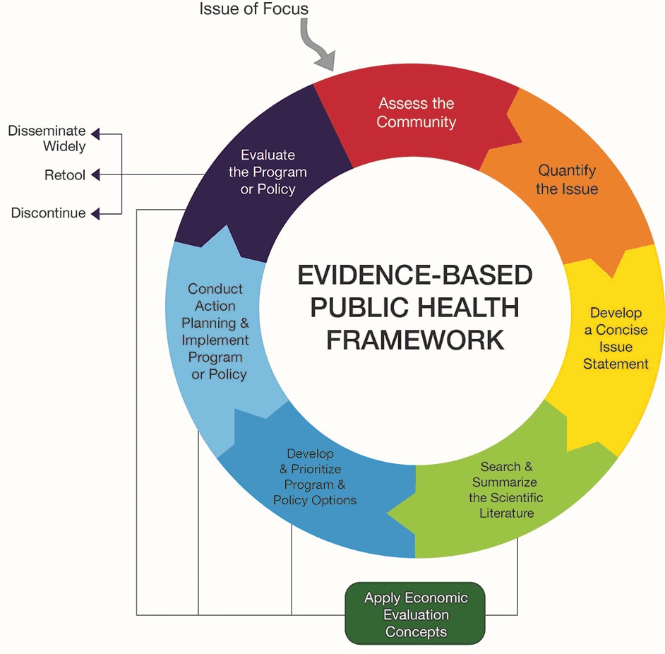 Framework for training in public health evidence-based decision making. Source: Brownson et al (1). 
