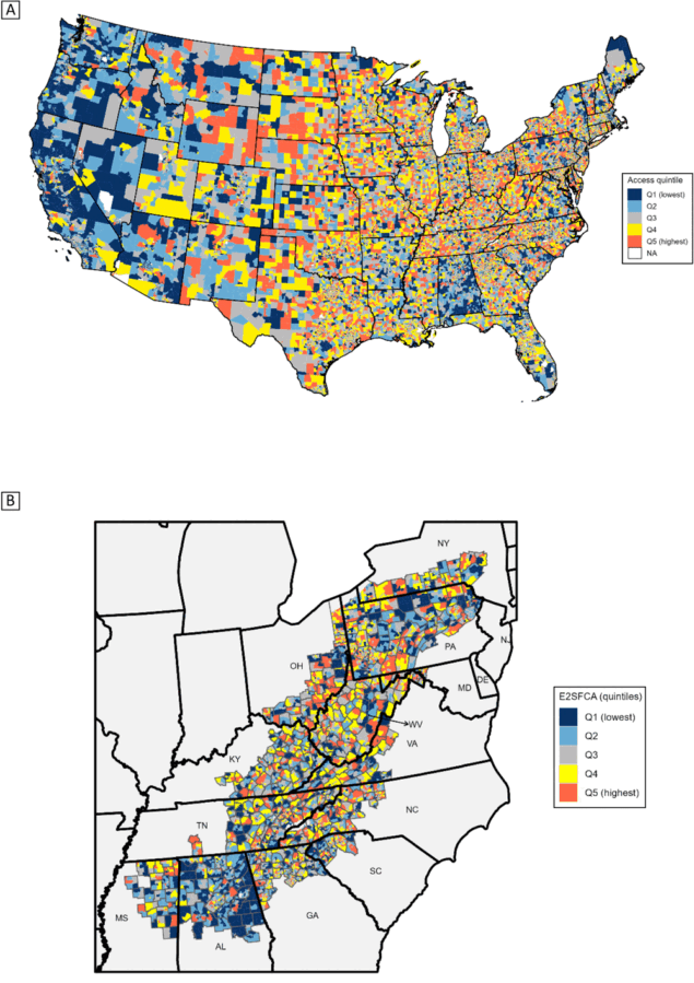 Rural&ndash;Urban and Appalachian Disparities in Geographic Access to Colonoscopy and Screening Prevalence Across the Contiguous US