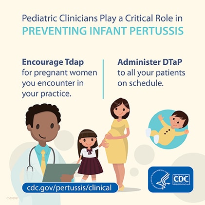 Pediatric clinicians play a critical role in preventing infant pertussis.