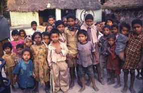 This 2000 image depicted a group of Indian children gathered together in their village located in the state of Uttar Pradesh. 