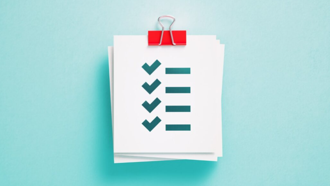 Checklist with four items checked off