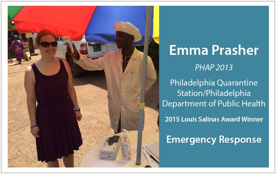 Emma Prasher International Ebola Response taking body's temperature