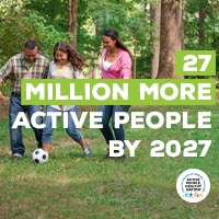 Active People Healthy Nation 27 million more active people by 2027, Latino family playing soccer