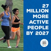 Active People Healthy Nation 27 million more active people by 2027, 2 Latino women running