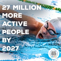 Active People Healthy Nation 27 million more active people by 2027, White man swimming
