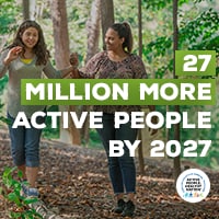 Active People Healthy Nation 27 million more active people by 2027, Hispanic mother and daughter walking