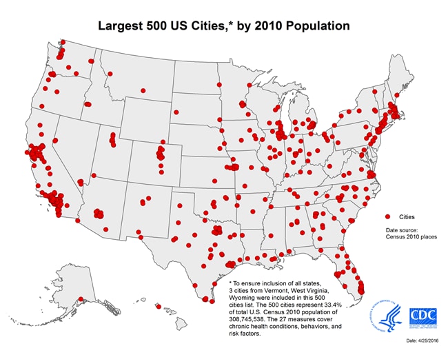 Top 500 Cities Map