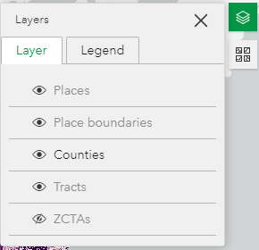 Layer/Legend button with Layer tab highlighted