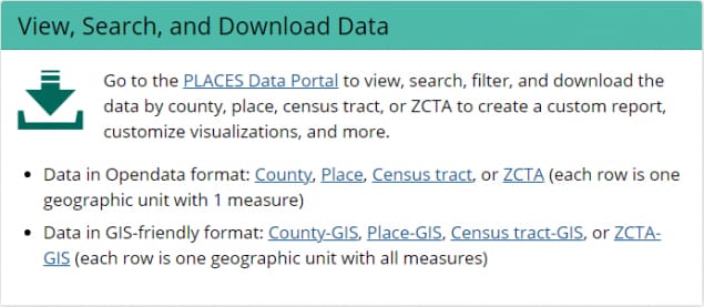 Download Data from the PLACES Data Portal