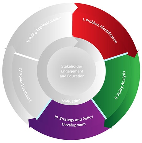 Policy Analytical Framework three domains: problem identification, policy analysis, strategy & policy development.