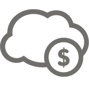 Icon of a cloud with a coin on top of it