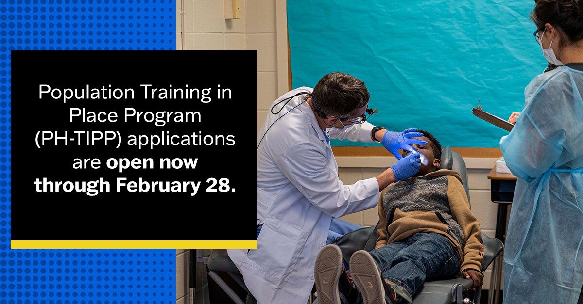 Population Training in Place Program (PH-TIPP) applications are open now through February 28.