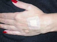 Here's an example of two types of watertight bandages you can find in your local drugstore. Image courtesy Edie Lederman, MD, CDC.