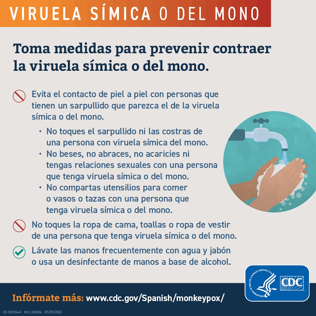 Toma medidas para prevenir contraer la viruela símica o del mono