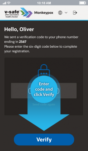 Step 6 - text message with a verification code