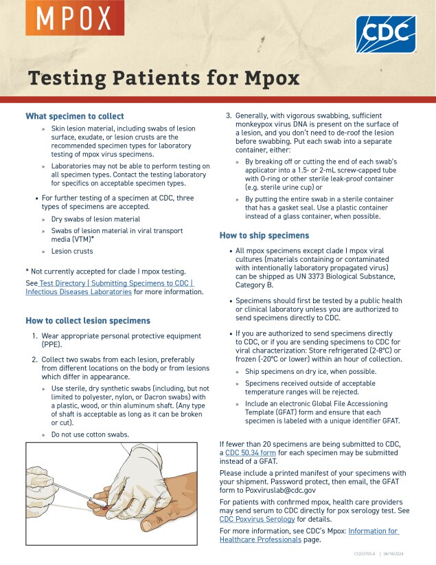 Thumbnail image for Testing Patients for Mpox PDF
