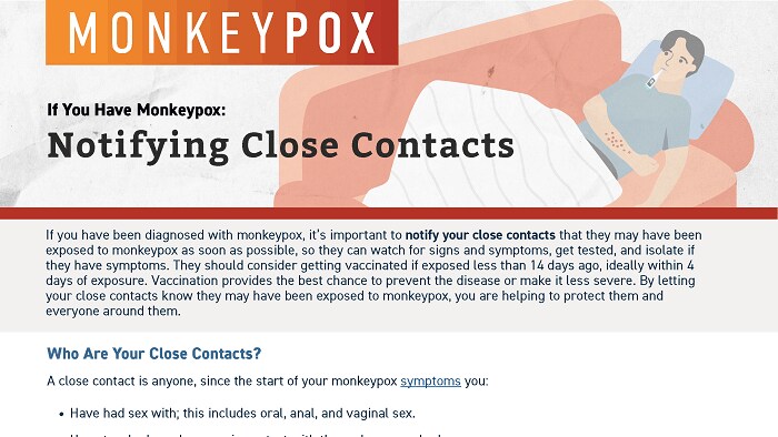 If You Have Monkeypox: Notifying Close Contacts