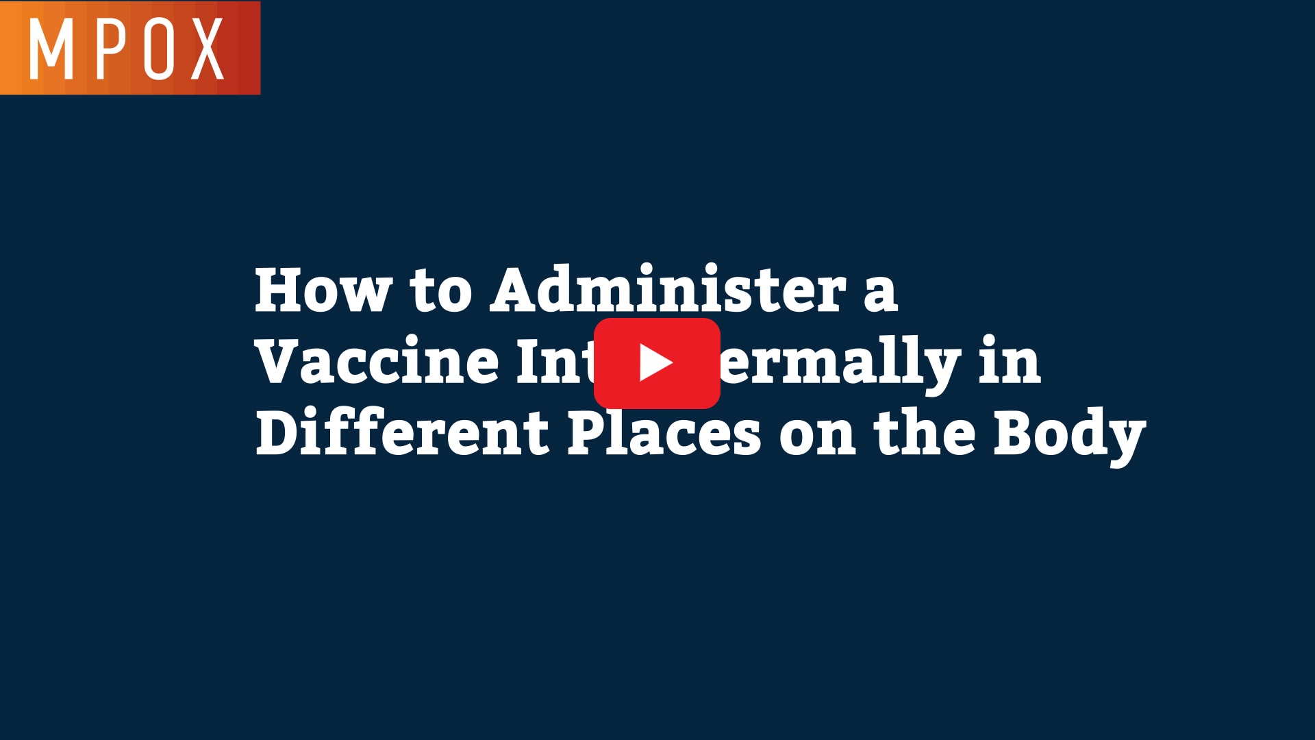 This video demonstrates how to administer an intradermal vaccine.